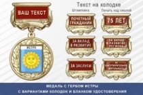 Медаль с гербом города Истры Московской области с бланком удостоверения