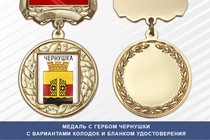 Медаль с гербом города Чернушки Пермского края с бланком удостоверения