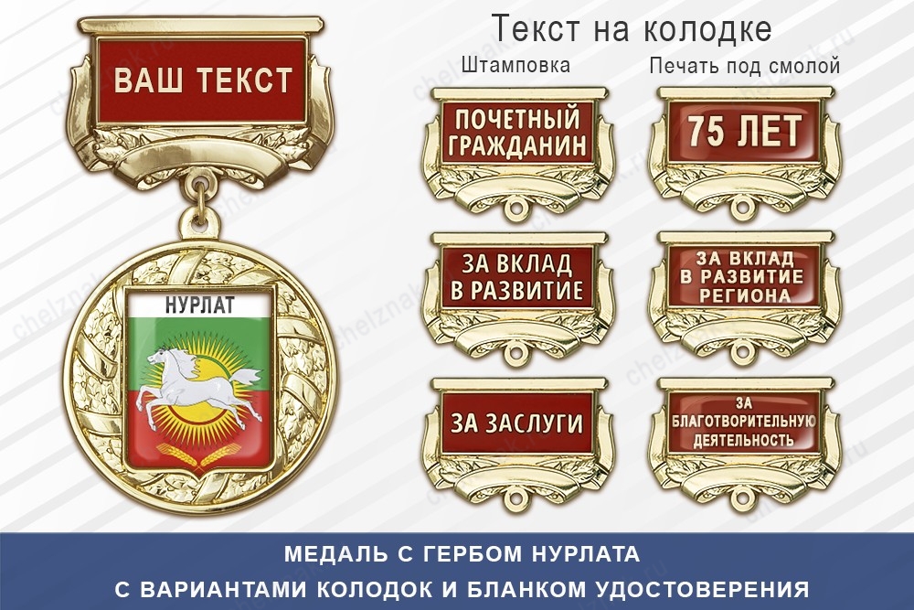 Медаль с гербом города Нурлата Республики Татарстан с бланком удостоверения, дополнительное фото 1