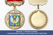 Медаль с гербом города Луховиц Московской области с бланком удостоверения