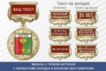 Медаль с гербом города Карталов Челябинской области с бланком удостоверения