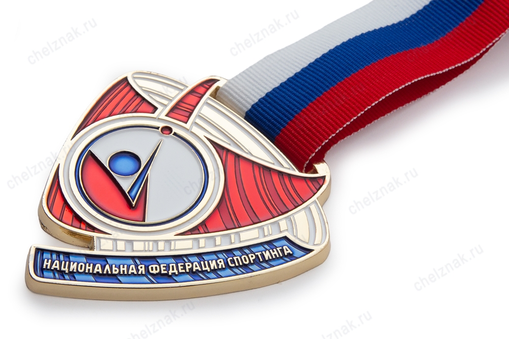 3D фото награды Медаль спортивная, на ленте «Национальная федерация спортинга» I место (золото)