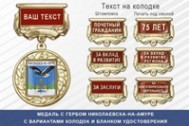 Медаль с гербом города Николаевска-на-Амуре Хабаровского края с бланком удостоверения