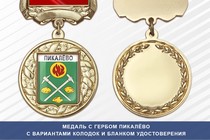 Медаль с гербом города Пикалёво Ленинградской области с бланком удостоверения