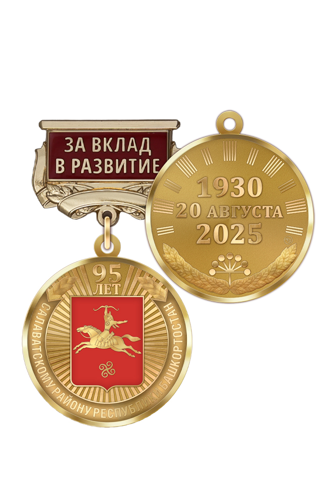 Медаль «95 лет Салаватскому району Республики Башкортостан. За вклад в развитие» с бланком удостоверения