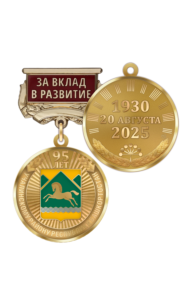 Медаль «95 лет Учалинскому району Республики Башкортостан. За вклад в развитие» с бланком удостоверения