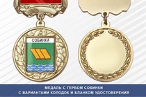 Медаль с гербом города Собинки Владимирской области с бланком удостоверения