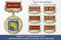 Медаль с гербом города Никольского Ленинградской области с бланком удостоверения