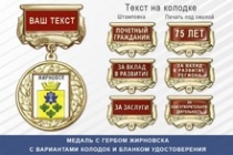 Медаль с гербом города Жирновска Волгоградской области с бланком удостоверения