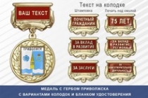 Медаль с гербом города Приволжска Ивановской области с бланком удостоверения