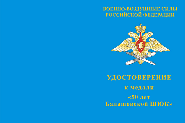 Лицевая сторона награды Знак «50 лет Балашовской ШЮК» с бланком удостоверения