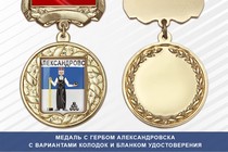 Медаль с гербом города Александровска Пермского края с бланком удостоверения