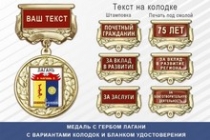 Медаль с гербом города Лагани Республики Калмыкия с бланком удостоверения