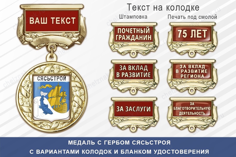 Медаль с гербом города Сясьстроя Ленинградской области с бланком удостоверения, дополнительное фото 1