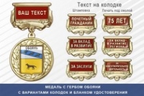 Медаль с гербом города Обояни Курской области с бланком удостоверения