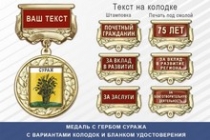 Медаль с гербом города Суража Брянской области с бланком удостоверения